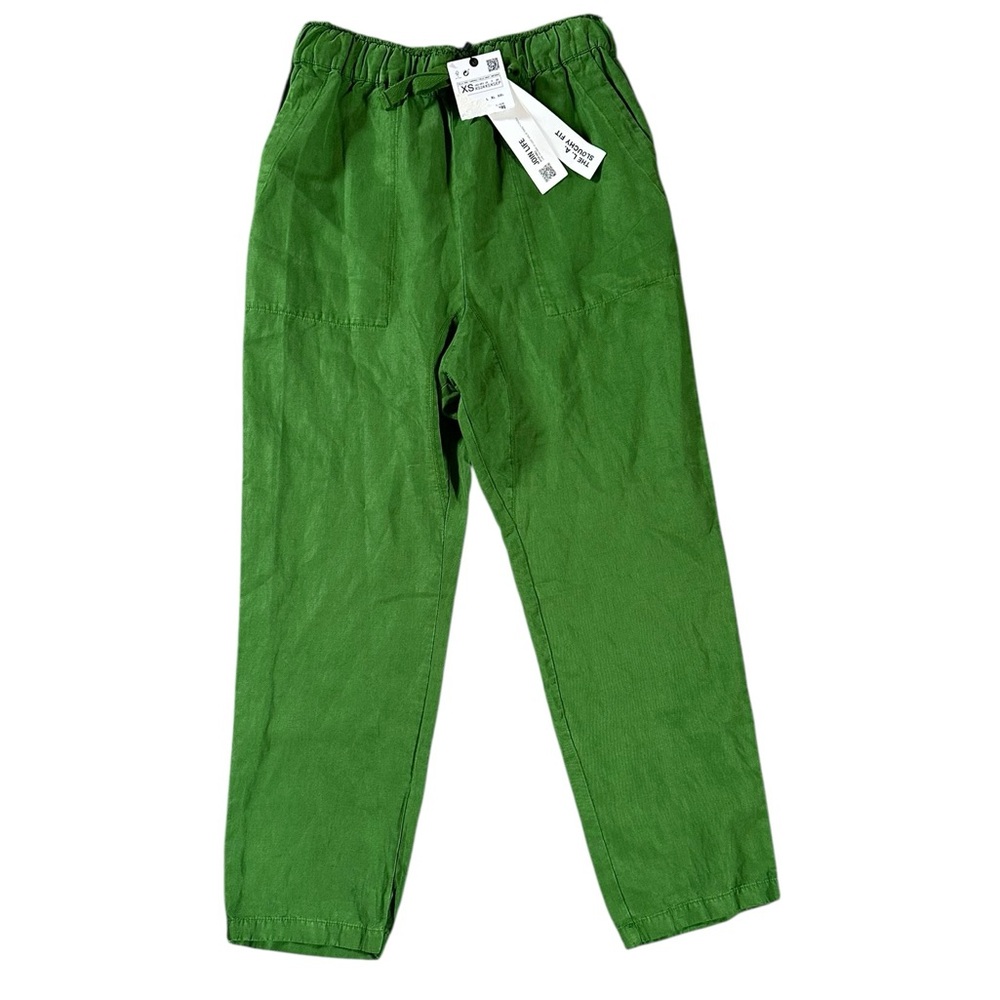 ZARA The L.A. Slouchy Fit green linen blend ankle pants size XS (4) - NWT!